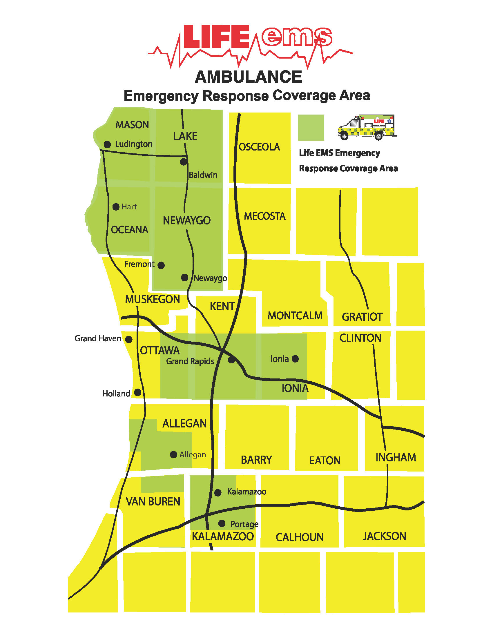 LIFE EMS - Service Map 2020 Current Areas Served