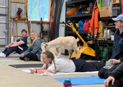 Kalamazoo EMS employees relax with goat yoga (MAY 2022)